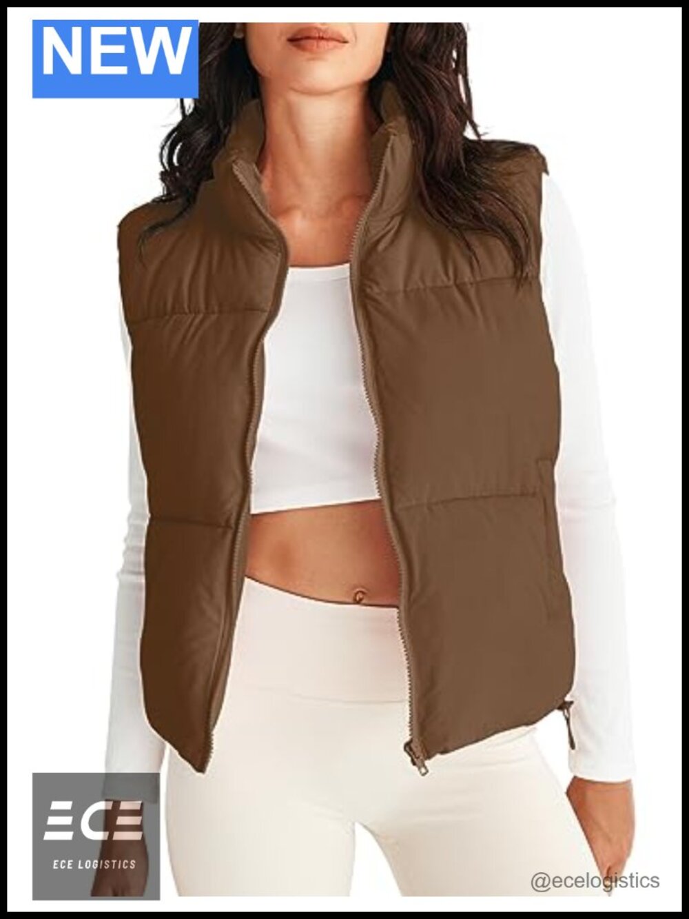 Women's Sleeveless Zip Up Puffer Vest Quilted Lightweight Winter Coat